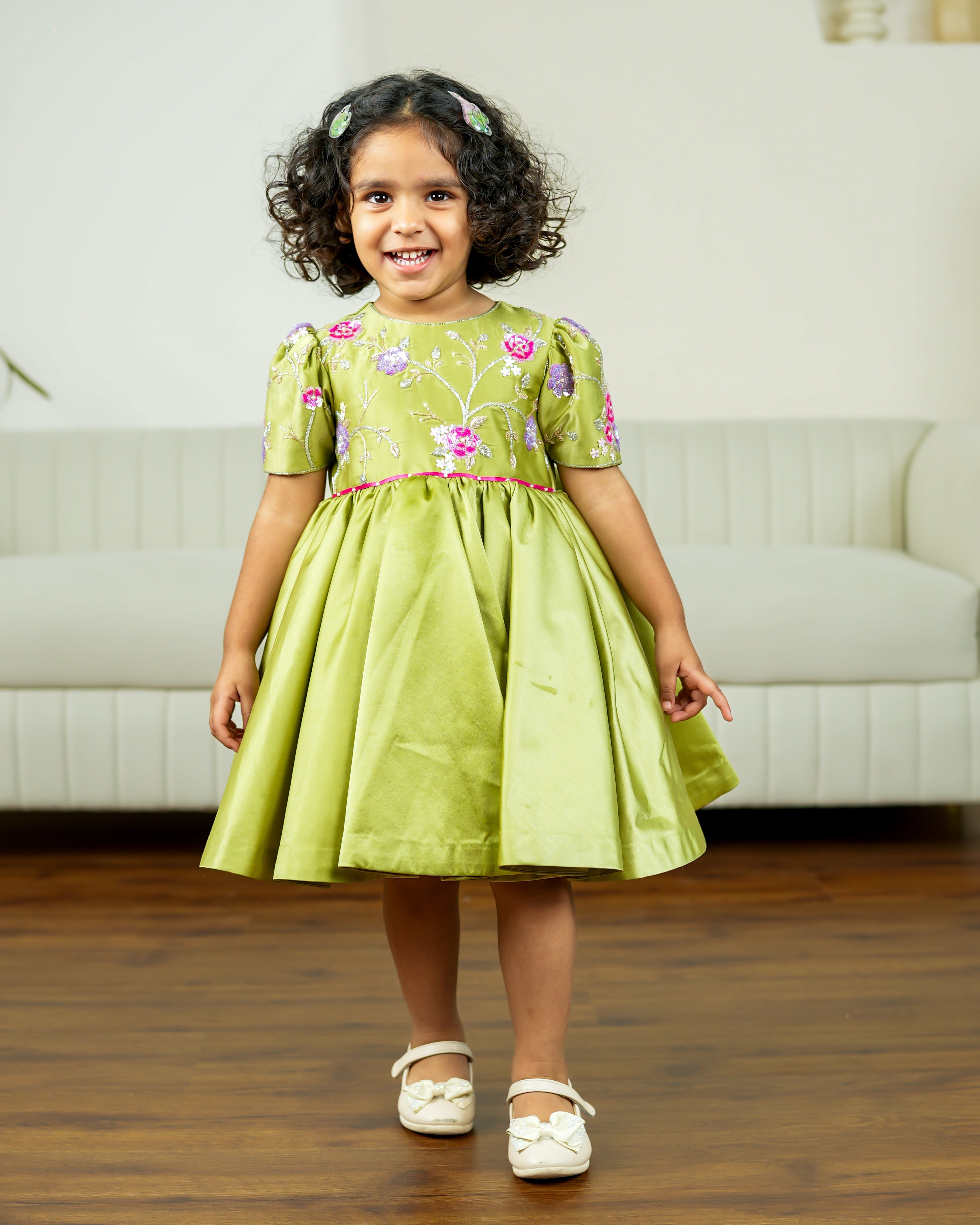 Camellia Green Satin Tutu Dress for Girls | Twirly Tutus Camellia Green Satin Tutu Dress for Girls | Twirly Tutus