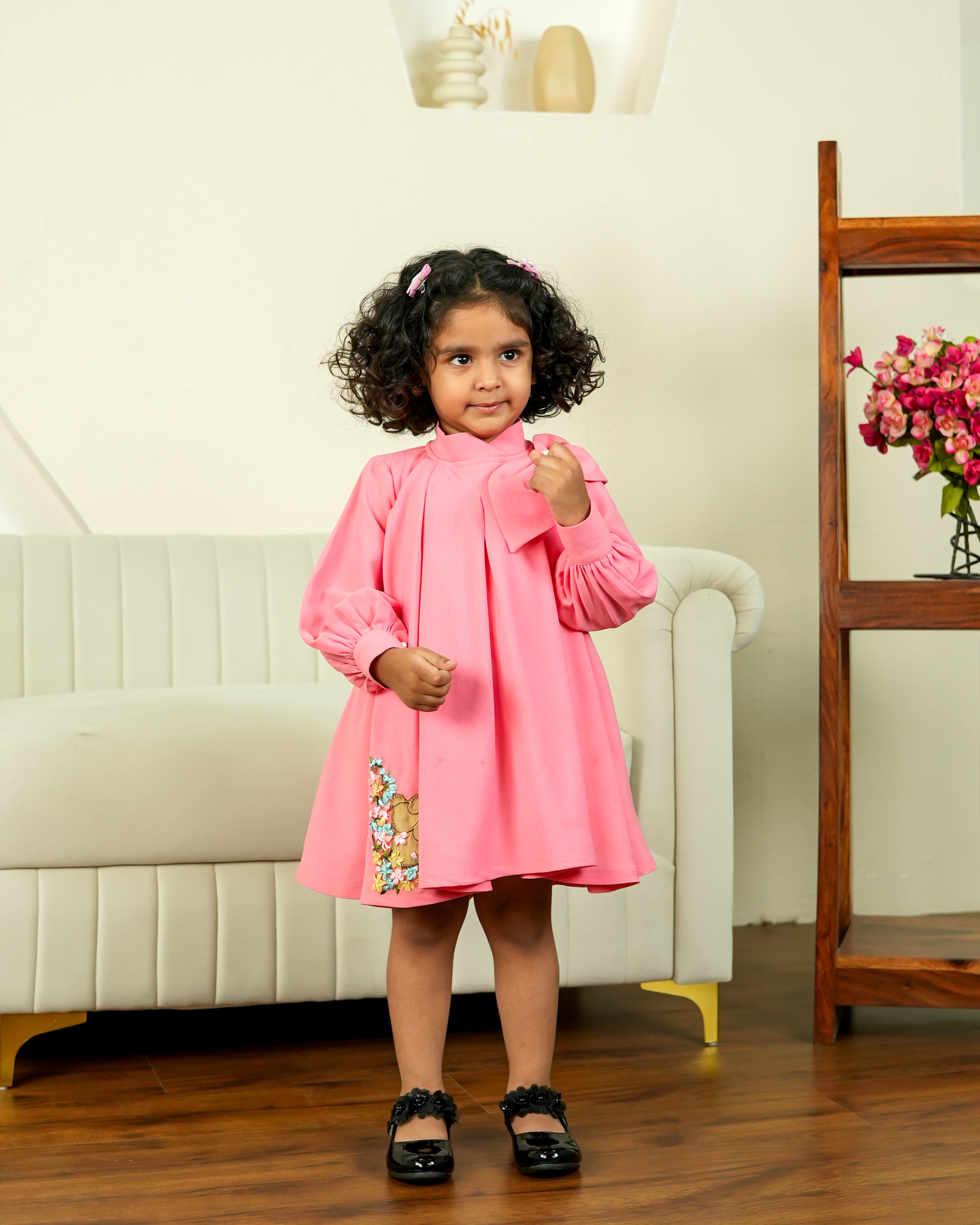 Teddy Wered Coral Cotton Tutu Dress for Girls