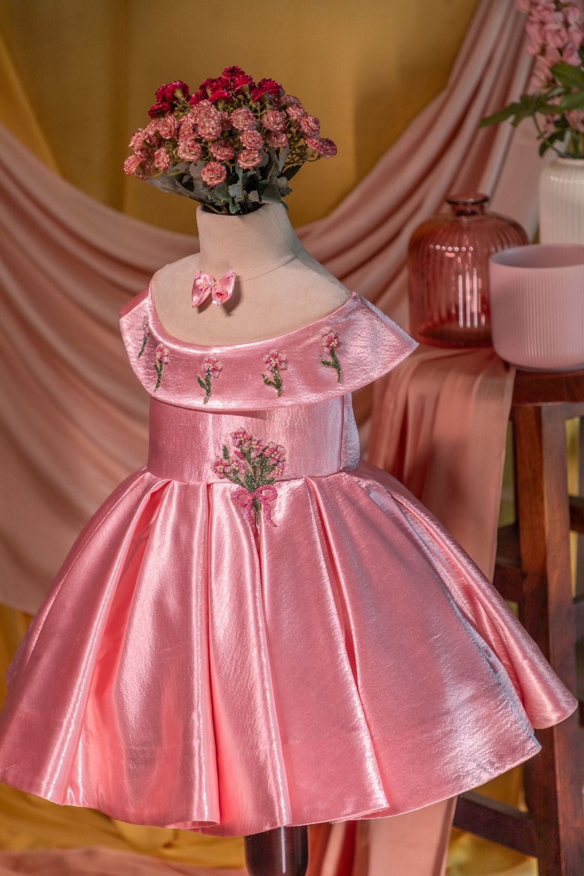 Bouquet Fabia Satin Frock Full Front Side View Twirly Tutus