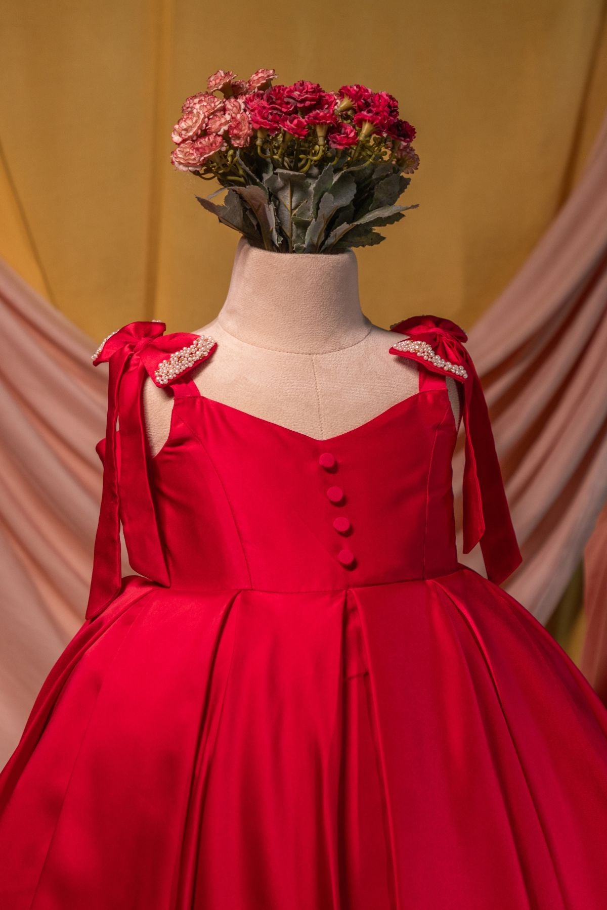 Cherry Wonder Red Milano Satin Adorable Frock Front View Twirly Tutus