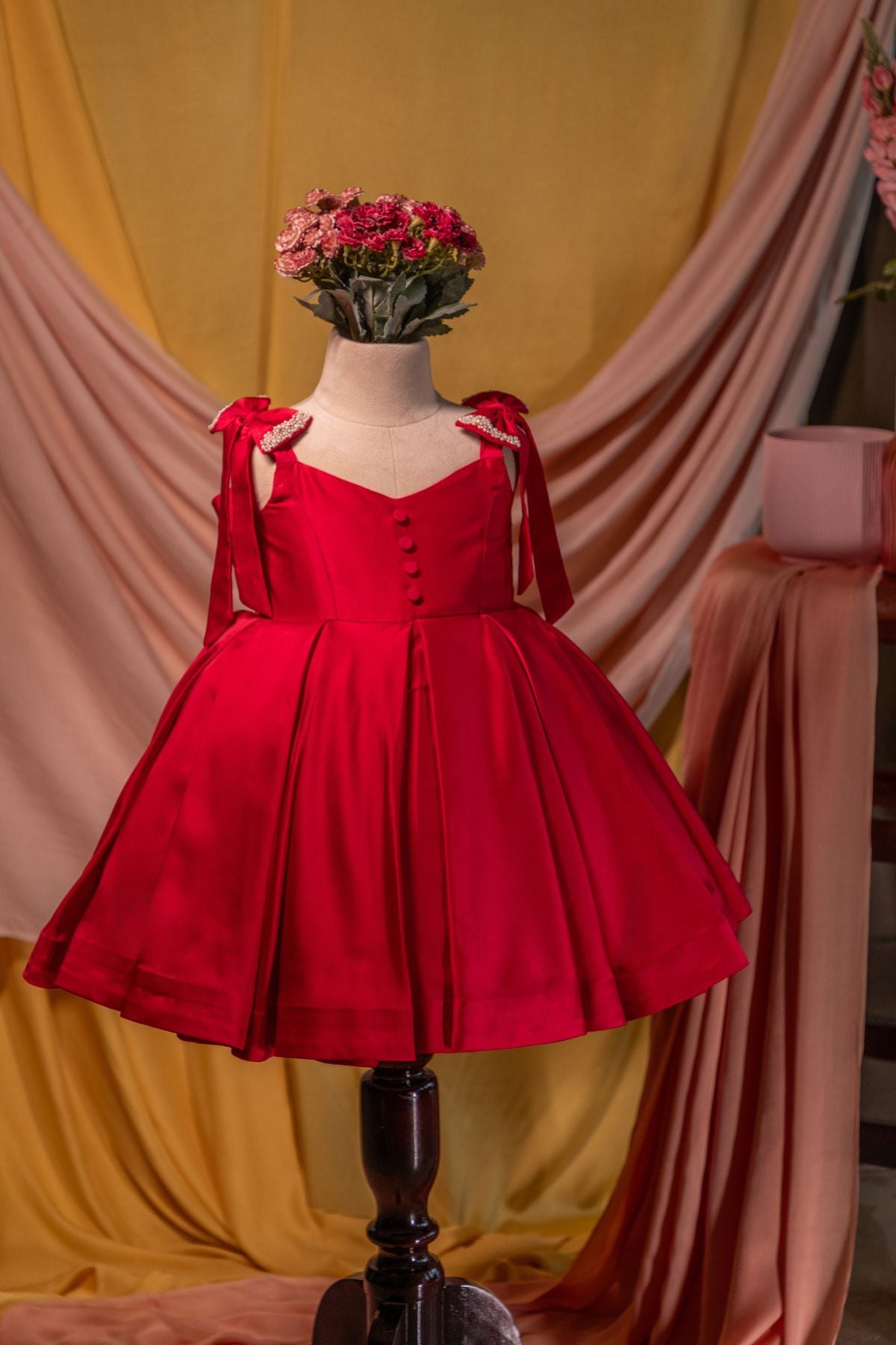 Cherry Wonder Red Milano Satin Frock Twirly Tutus