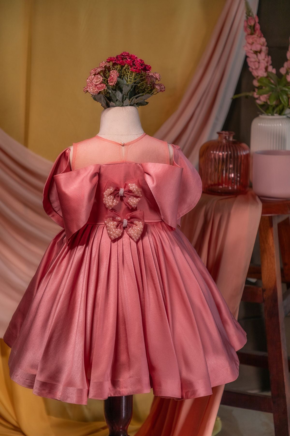 frock dress Ayiak Short Retrofete pretty and comfort go hand in hand Pearl Dark Flamingo Pink Frock
