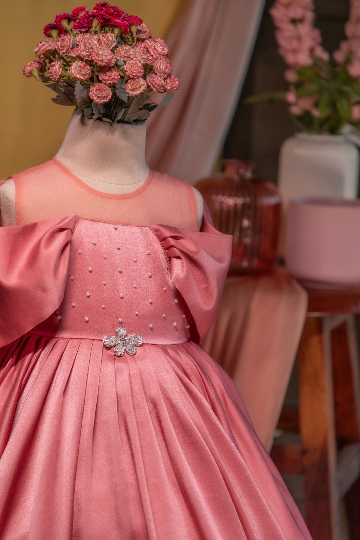 Pearl Dark Flamingo Pink Frock for Girls